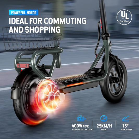 SISIGAD Patinete eléctrico de 12 pulgadas, patinete eléctrico plegable para adultos con aplicación y cesta desmontable, batería de 36 V 7,8 Ah, velocidad de 25 km/h, 300 W...