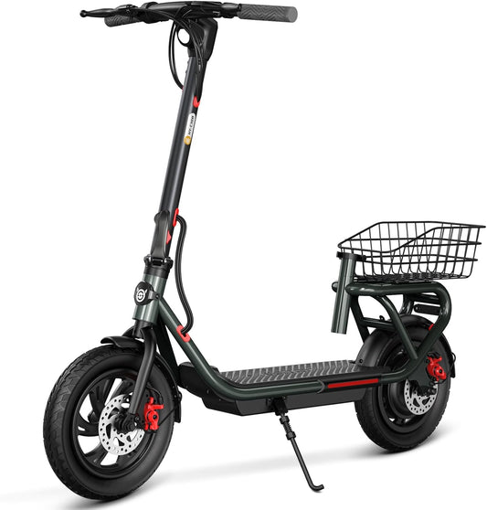SISIGAD Patinete eléctrico de 12 pulgadas, patinete eléctrico plegable para adultos con aplicación y cesta desmontable, batería de 36 V 7,8 Ah, velocidad de 25 km/h, 300 W...